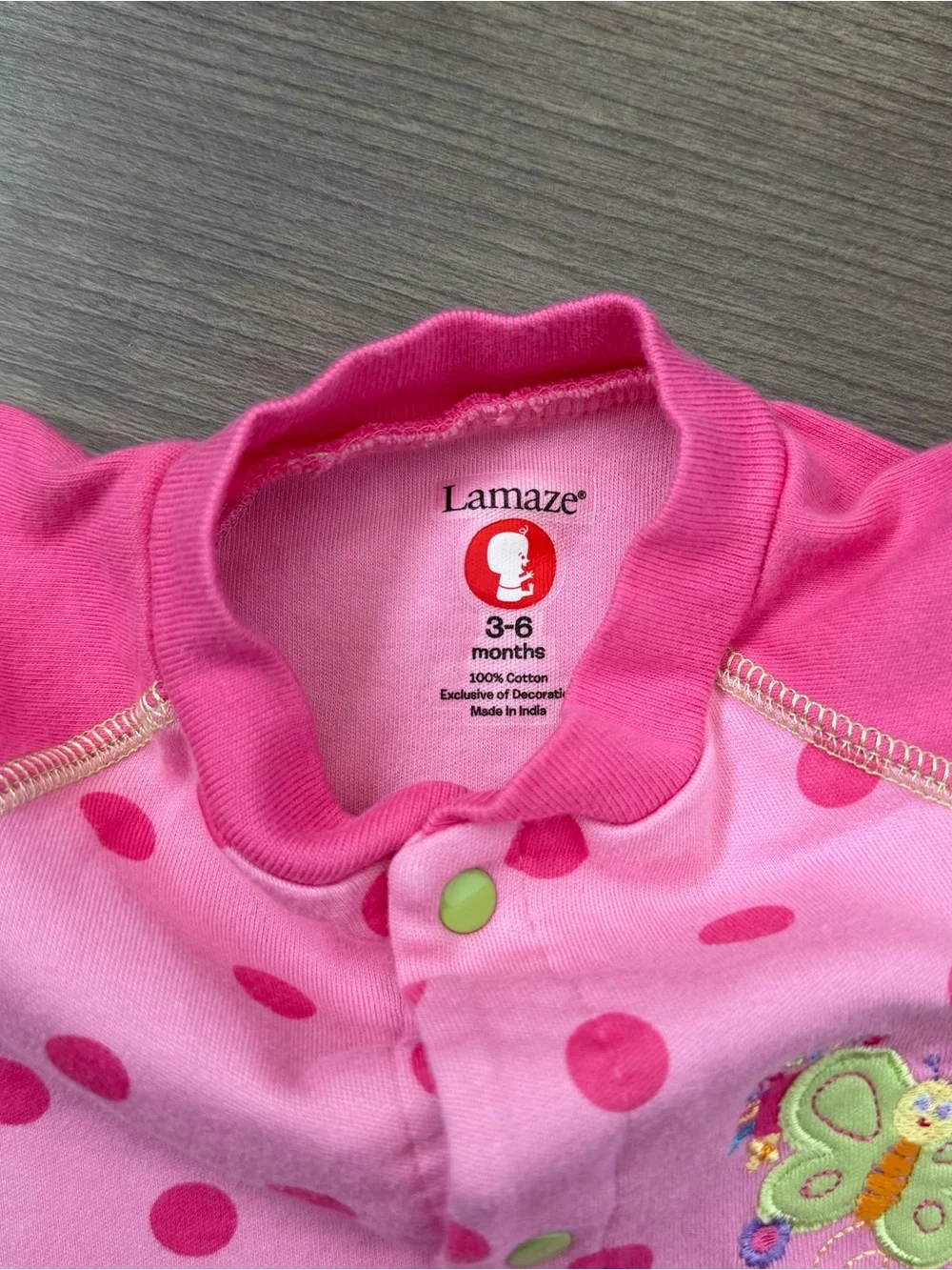 Y2K Lamaze Pink Polka Dot & Carter's Green Polka Dot Footie Bundle Size 3-6m